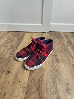 Nike Sb Stefan Janoski Tartan Plaid Red Mens Size 8 Sneakers Skate Shoes